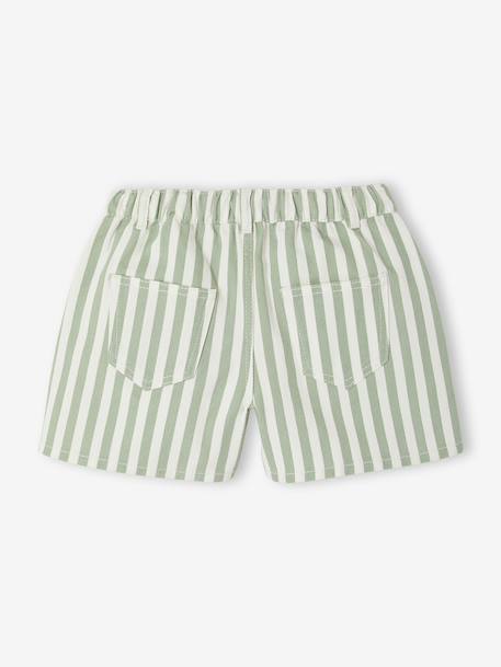 Girl's twill shorts ecru+sage green 