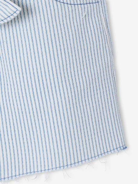 Girl's twill shorts with tie belt rose+striped blue+vanilla 