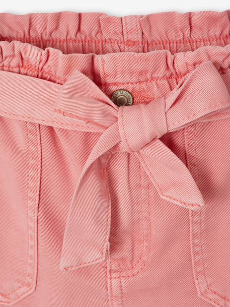 Paperbag Shorts for Girls ecru+rose+tomato red 