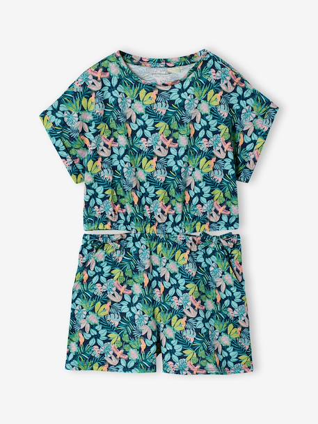 Girl's jersey playsuit ecru+multicoloured 