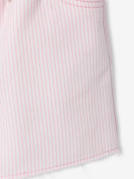 Girl's twill shorts with tie belt rose+striped blue+vanilla 