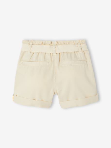 Paperbag Shorts for Girls ecru+rose+tomato red 