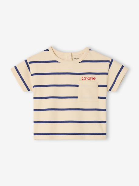 Striped cotton baby T-shirt striped blue 