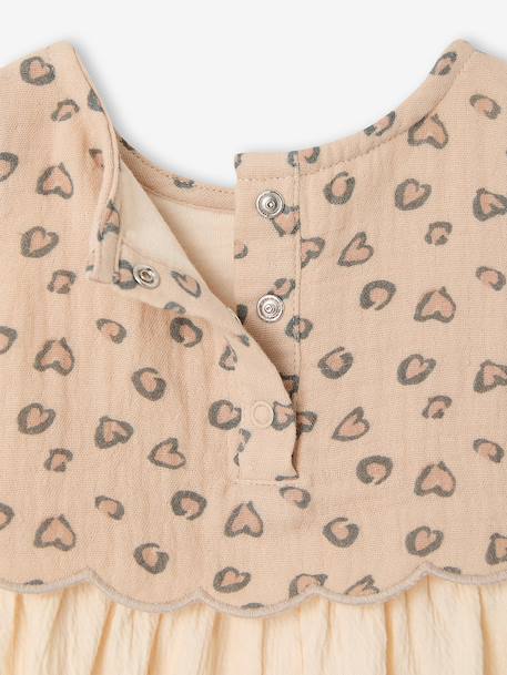 Two-fabric baby girl's dress vanilla 