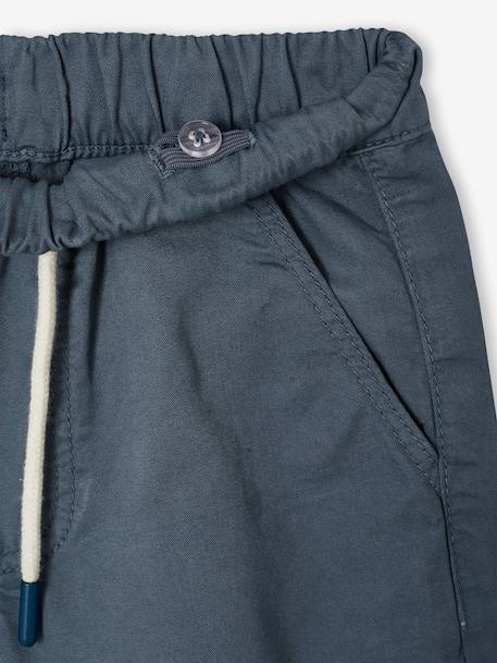 Elasticated bermuda shorts for boys denim blue+fir green+pastel yellow 