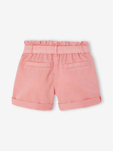 Paperbag Shorts for Girls ecru+rose+tomato red 