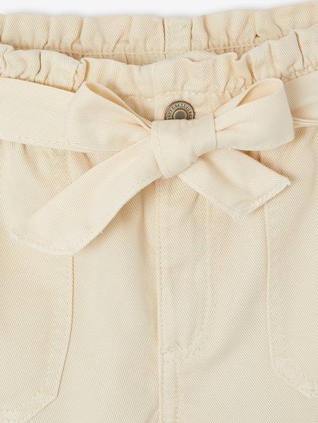 Paperbag Shorts for Girls ecru+rose+tomato red 