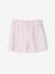 Girl's twill shorts with tie belt rose+striped blue+vanilla 
