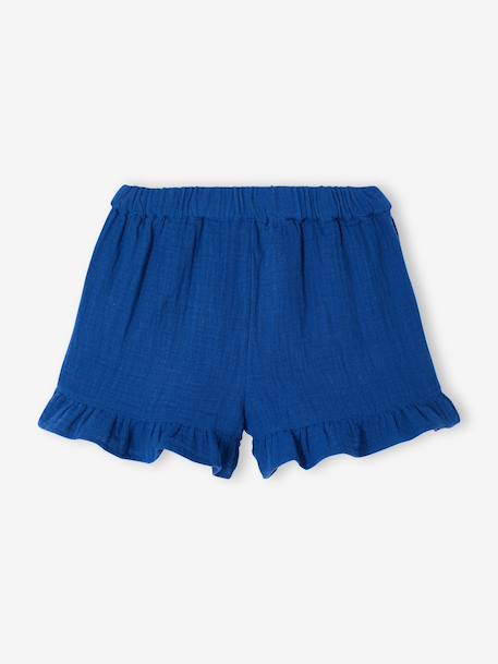 Girl's cotton gauze skort electric blue+red 