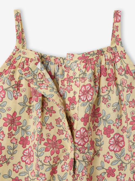 Girl's playsuit with thin straps pale yellow 