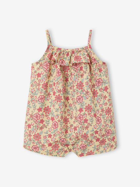 Girl's playsuit with thin straps pale yellow 