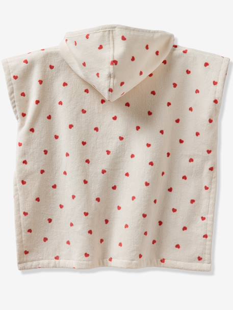 Customisable recycled cotton baby poncho MY HEART printed pink 