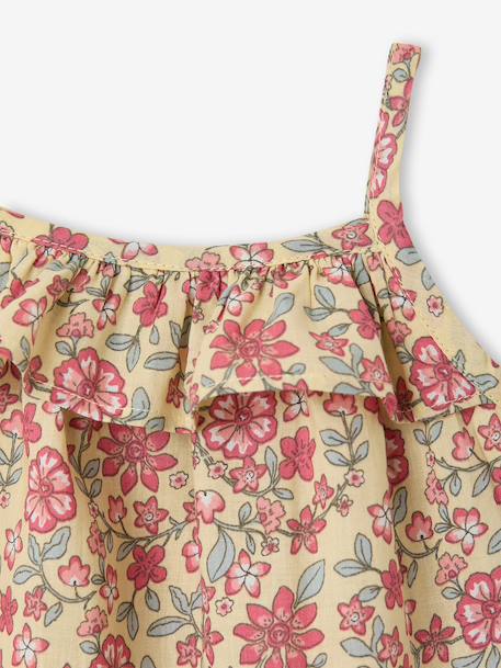 Girl's playsuit with thin straps pale yellow 