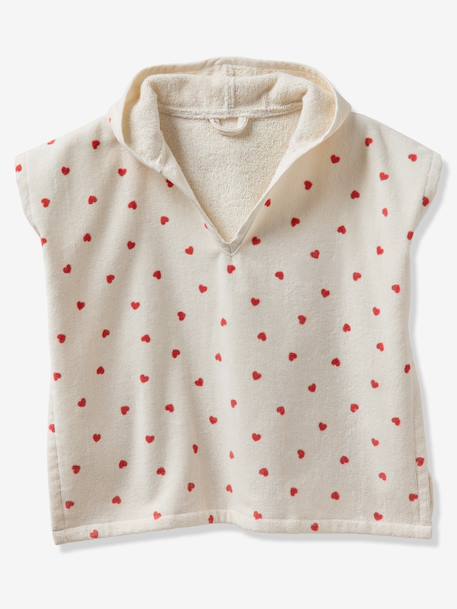 Customisable recycled cotton baby poncho MY HEART printed pink 