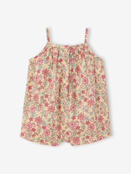 Girl's playsuit with thin straps pale yellow 