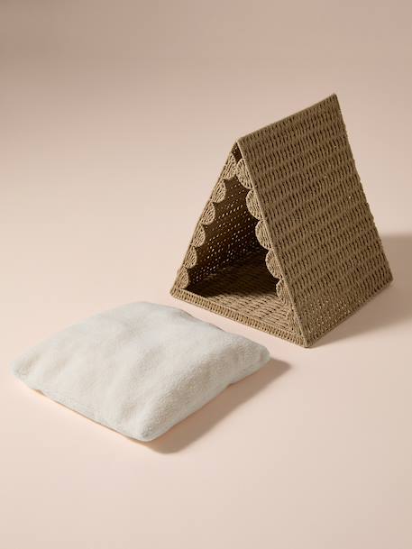 Animal scalloped teepee storage basket beige 