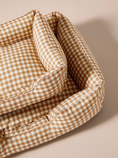 Quilted pet basket FAMILY clay beige+hazel+striped white 