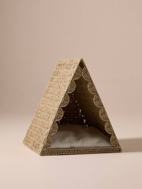 Animal scalloped teepee storage basket beige 