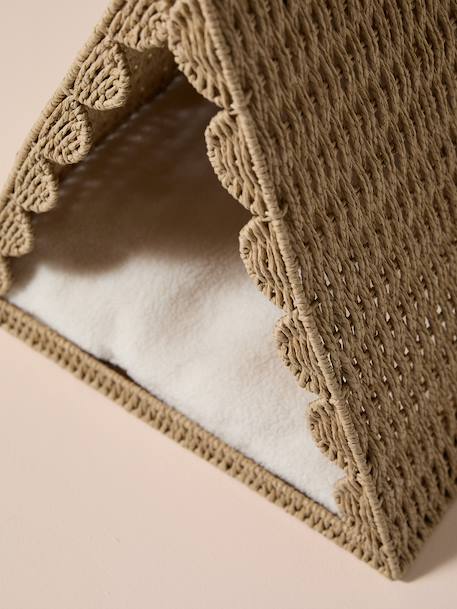 Animal scalloped teepee storage basket beige 