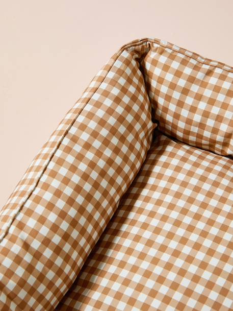 Quilted pet basket FAMILY clay beige+hazel+striped white 