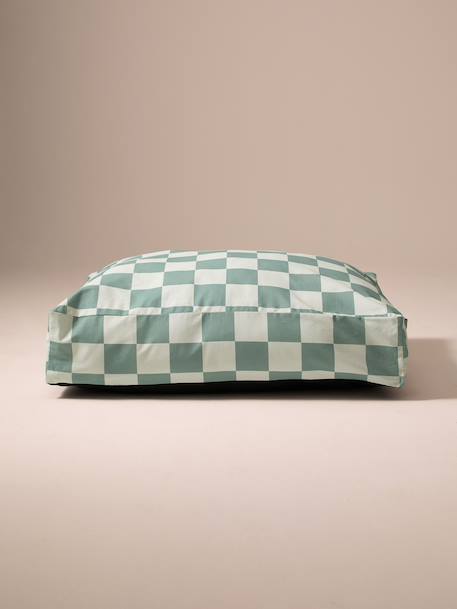 Cotton mattress cover for rectangular mattresses chequered blue+striped white 