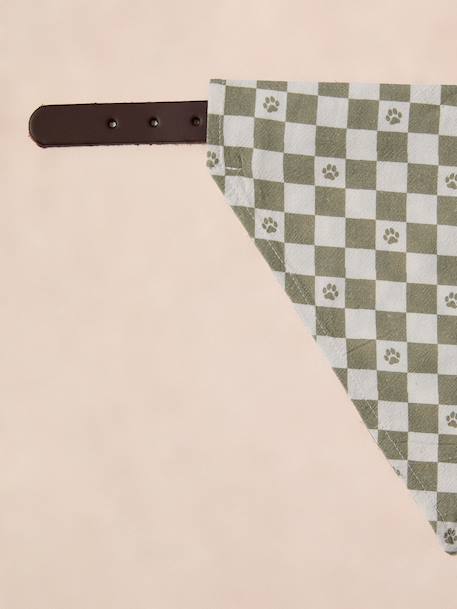 Cotton dog bandana chequered beige+printed brown+printed white 
