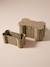 Pack of 2 toy trunks with rope in bone shape beige 
