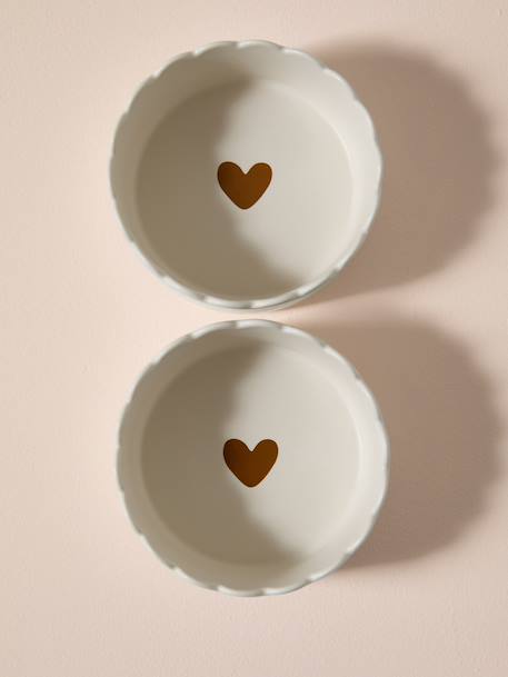 Pack of 2 scalloped ceramic bowls ecru 