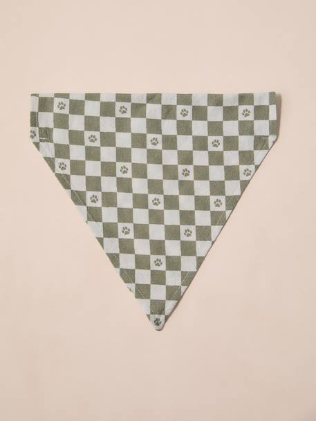 Cotton dog bandana chequered beige+printed brown+printed white 