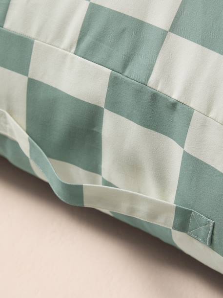 Cotton mattress cover for rectangular mattresses chequered blue+striped white 