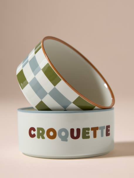 Pack of 2 ceramic bowls printed white 