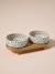 Pack of 2 ceramic bowls with stand printed white 