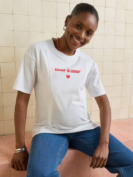 Nursing clothes short-sleeved T-shirt white 