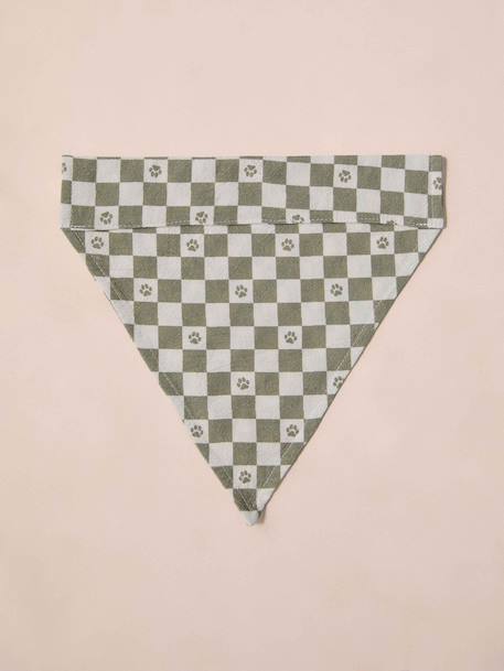 Cotton dog bandana chequered beige+printed brown+printed white 