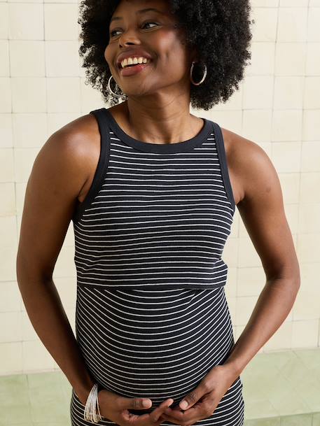 Nursing clothes long tank top dress black 
