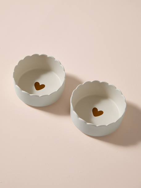 Pack of 2 scalloped ceramic bowls ecru 
