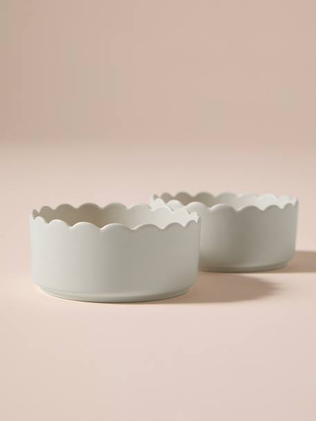 Pack of 2 scalloped ceramic bowls ecru 