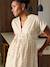 Long buttoned nursing dress in organic cotton ecru 