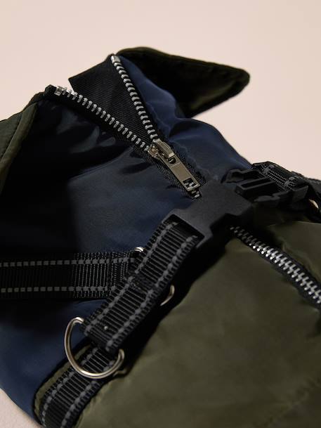 Lightweight jacket with dog zip and harness caramel 