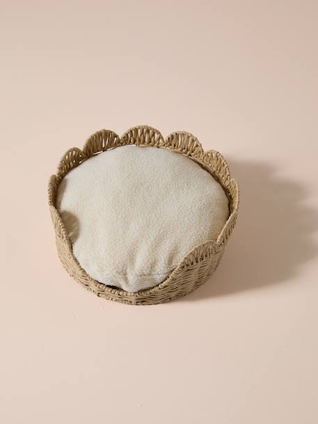 Felted animal basket with sherpa cushion beige 