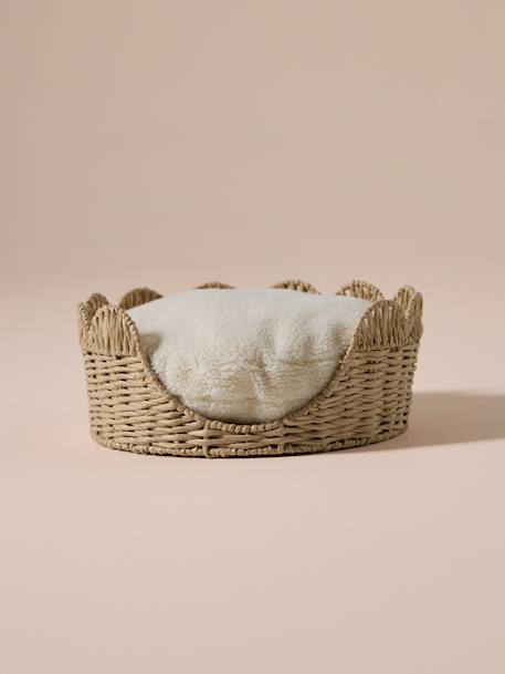 Felted animal basket with sherpa cushion beige 
