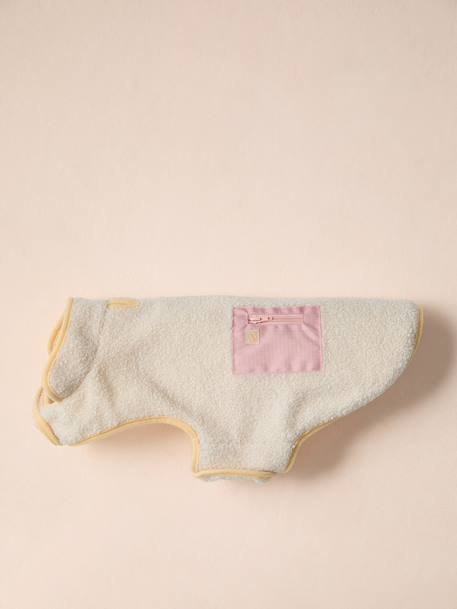 Fleece dog coat beige+khaki 