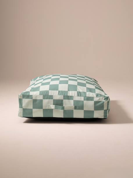 Cotton mattress cover for rectangular mattresses chequered blue+striped white 