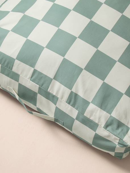 Cotton mattress cover for rectangular mattresses chequered blue+striped white 