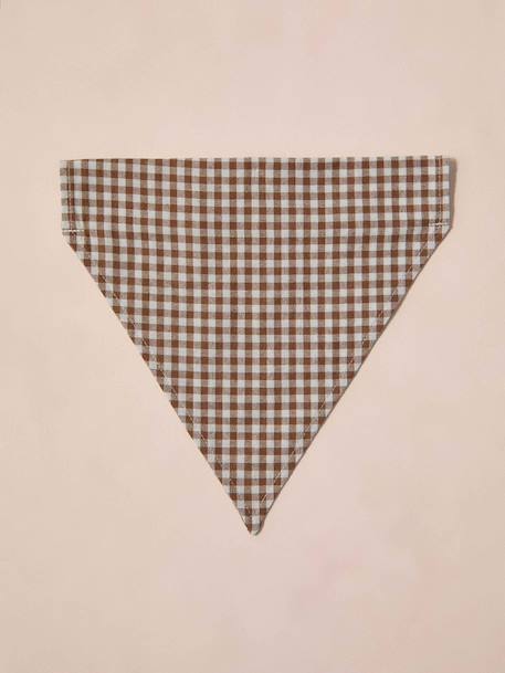 Cotton dog bandana chequered beige+printed brown+printed white 