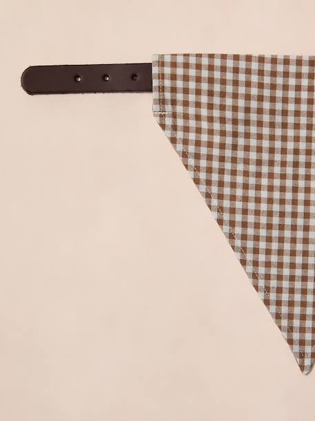 Cotton dog bandana chequered beige+printed brown+printed white 
