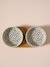 Pack of 2 ceramic bowls with stand printed white 