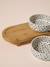 Pack of 2 ceramic bowls with stand printed white 