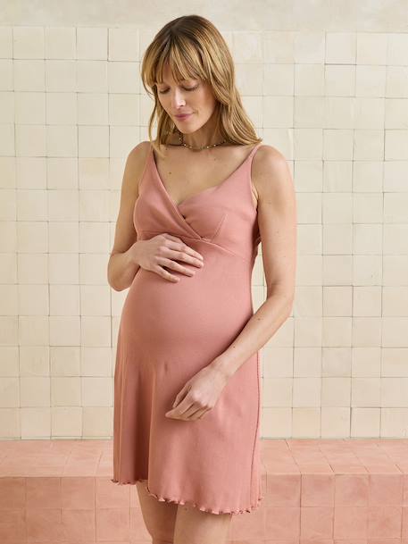 Organic cotton crossover nursing nightie old rose 