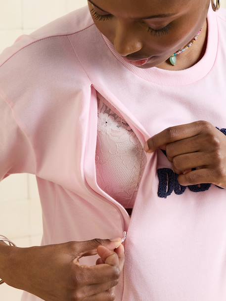 Organic cotton nursing clothes short-sleeved T-shirt rose 